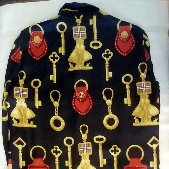 Burberrys 100% Silk Shirt (Made in Italy) - Medium - black and gold - Picture 1 of 6